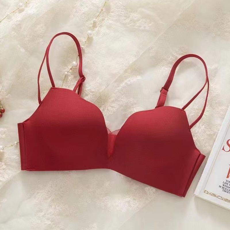 Bra seamless autumn and winter gathering lace sexy big red suit natal red wedding bride underwear