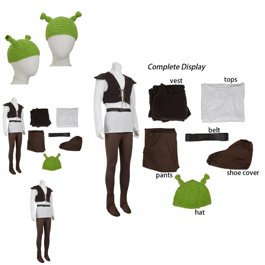 Shrek Themed Cosplay Outfit Made Of Polyester For Halloween Costume Parties