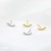 18 Karat Gold S925 Sterling Silber Lächeln Ohrstecker mit funkelnder Diamantkurve