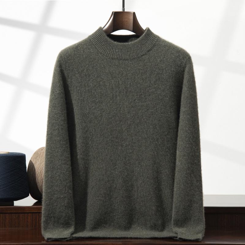 Herren Halbhoher Kragen Dicker Strickpullover - Einfarbig, Langarm, Herbst/Winter Stil