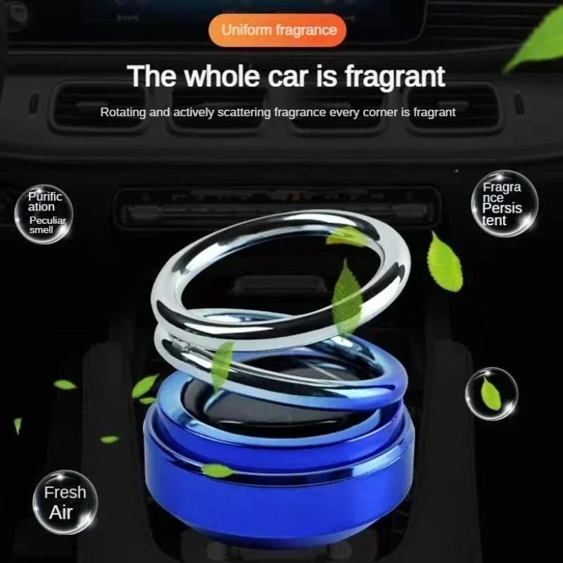Car Air Freshener Double Ring Aromatherapy Diffuser Rotating Solar Freshener Aromatherapy Fragrance