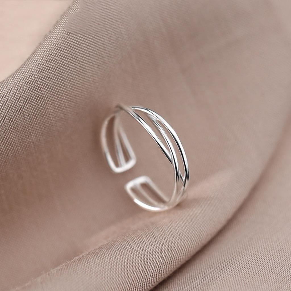 Punk Simple Multilayer Winding Line Finger Rings For Women Men Vintage Silver Color Geometric Twining Metal Open Rings Jewelry