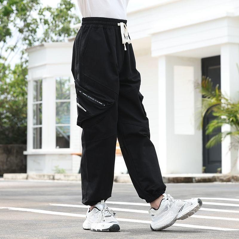 Boys' Loose-Fit 100% Cotton Work Pants: Spring/Fall Children's Casual Sports Pants