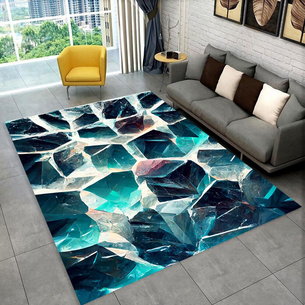 Retro Natural Crystal Ore Stone Area Rug Carpet for Living Room Bedroom Home Decor,kids Play Non-slip for Sofa Doormat Gift