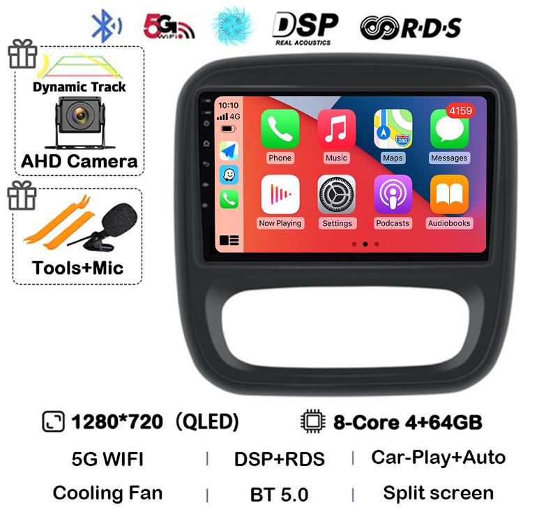 Android 14 Carplay Auto For Renault Trafic 3 2014-2021 Opel Vivaro B 2014-2018 BT Autoradio GPS Multimedia Player Stereo WIFI+4G