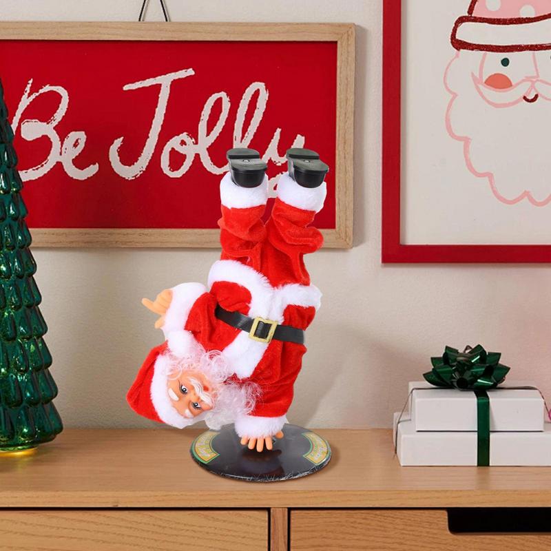 

Electric Dancing Santa Claus Inverted Rotating Christmas Santa Figurine Seasonal Decor Upside Down Doll Tabletop Ornament For United States