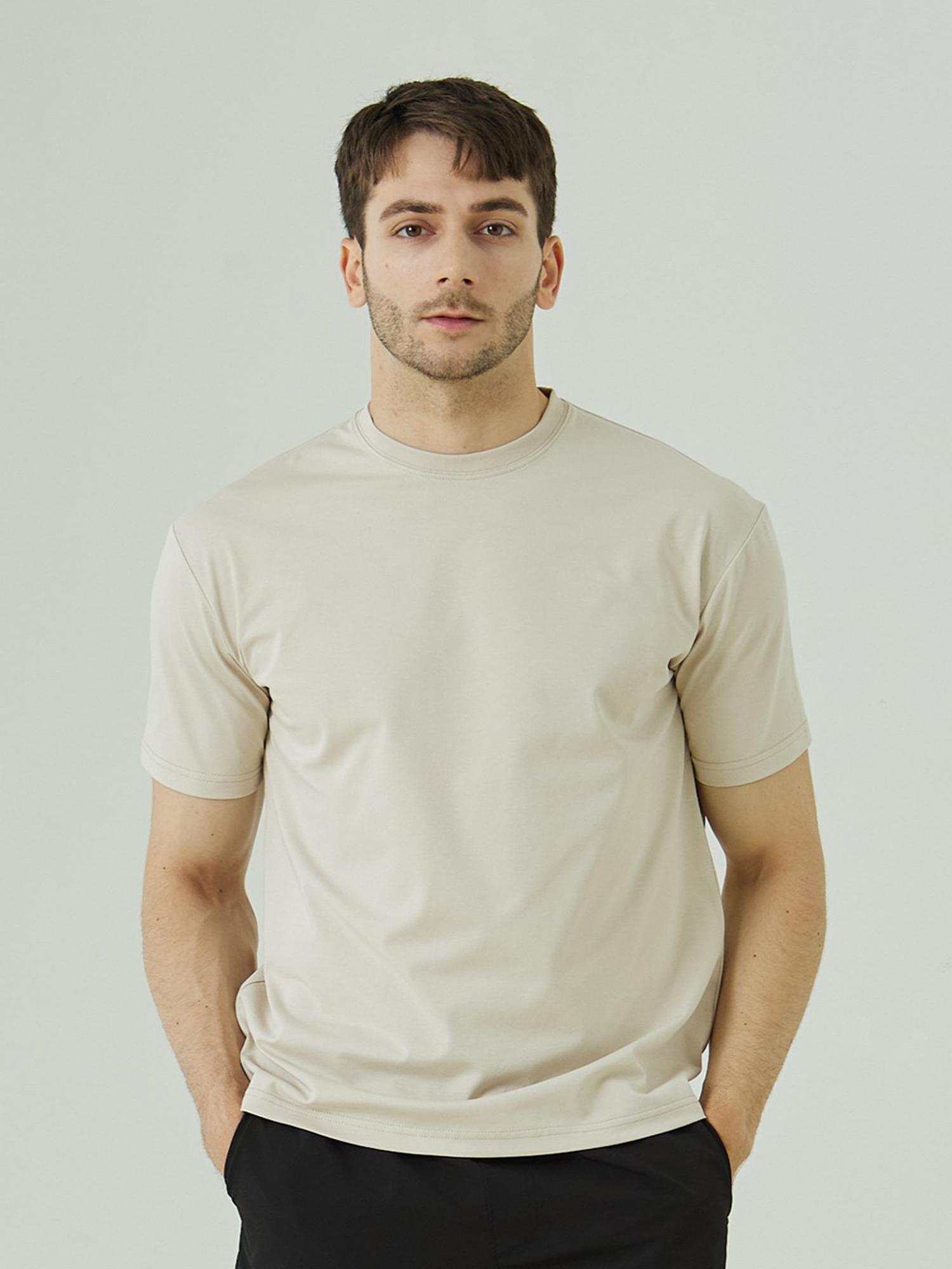 Ervino Cotton Polyester Muscle Fit Short Sleeve T-Shirt [Light Beige] 2Xl