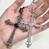 New Vintage Gothic Cross Necklace Collarbone Necklace Fashion Long Statement Choker Zirconia Unique Style for Women Men