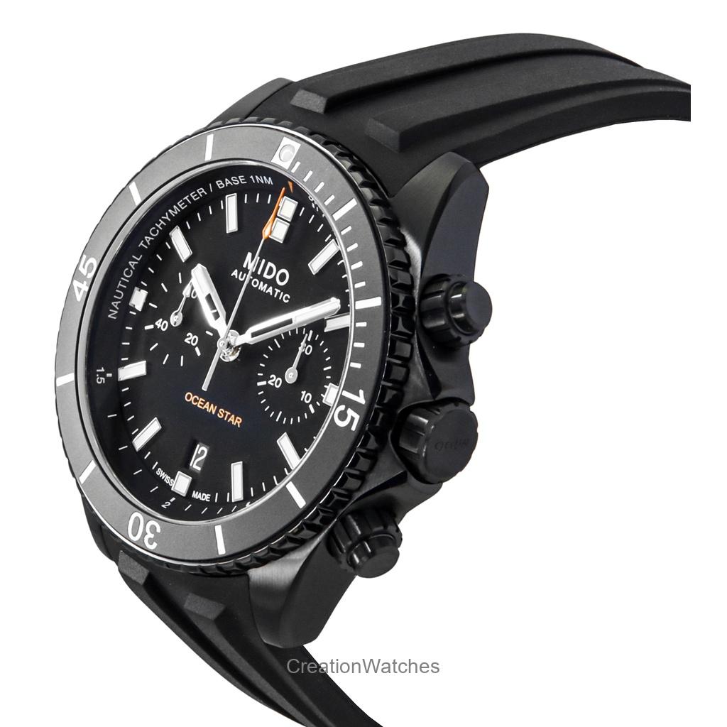 Mido Ocean Star Chronograph Rubber Strap Black Dial Automatic Diver's M026.627.37.051.00 200M Men's Watch