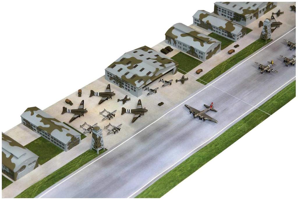 Pit Road SPS Series World War II US Army Air Corps Base Airfield Scene Paper Base x 280mm 2 Plastic Model SPS01 1/700 (180mm pieces)