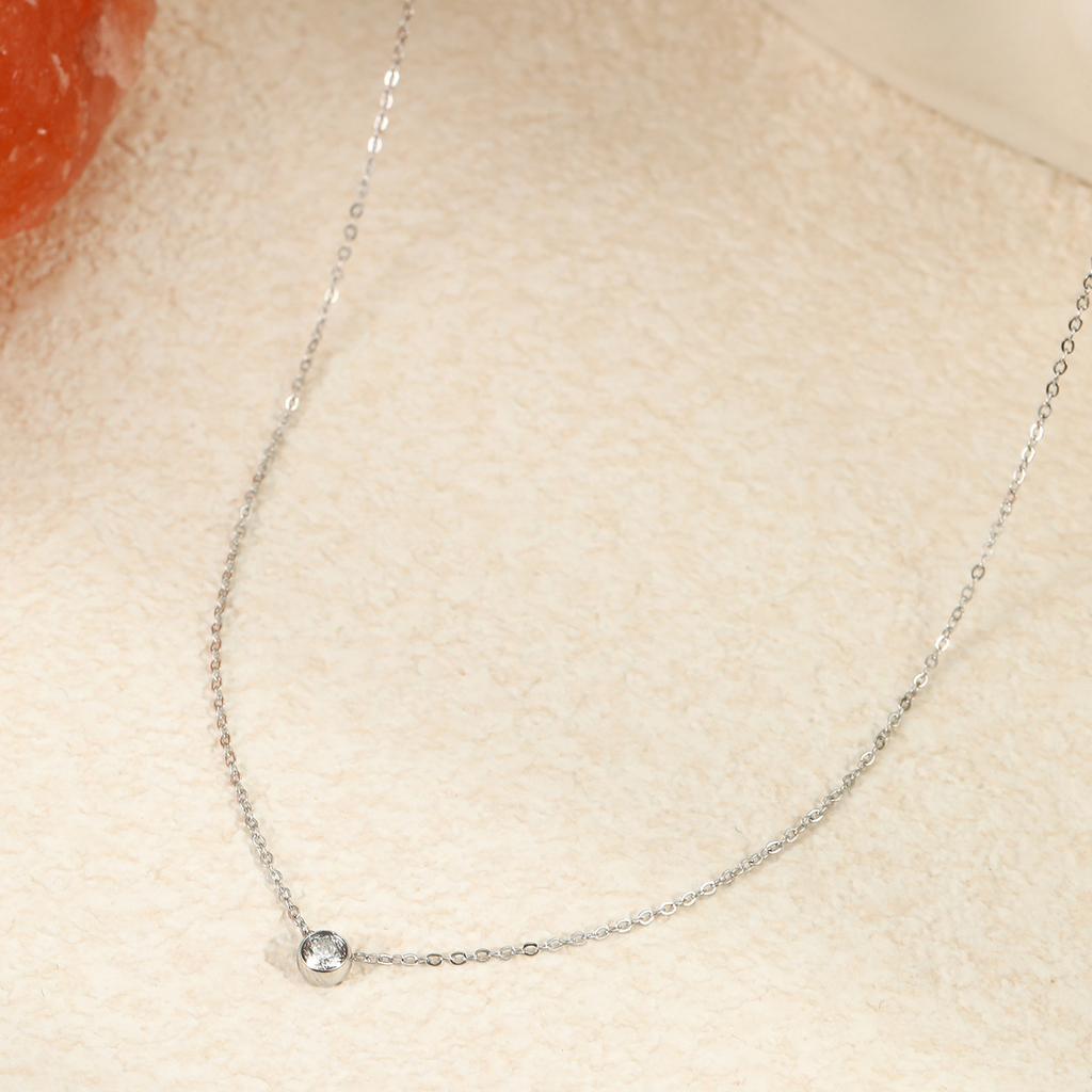Minimalist 18K Gold Plated Stainless Steel Zircon Pendant Necklace Tarnish Resistant Dainty Hypoallergenic Necklace for Women