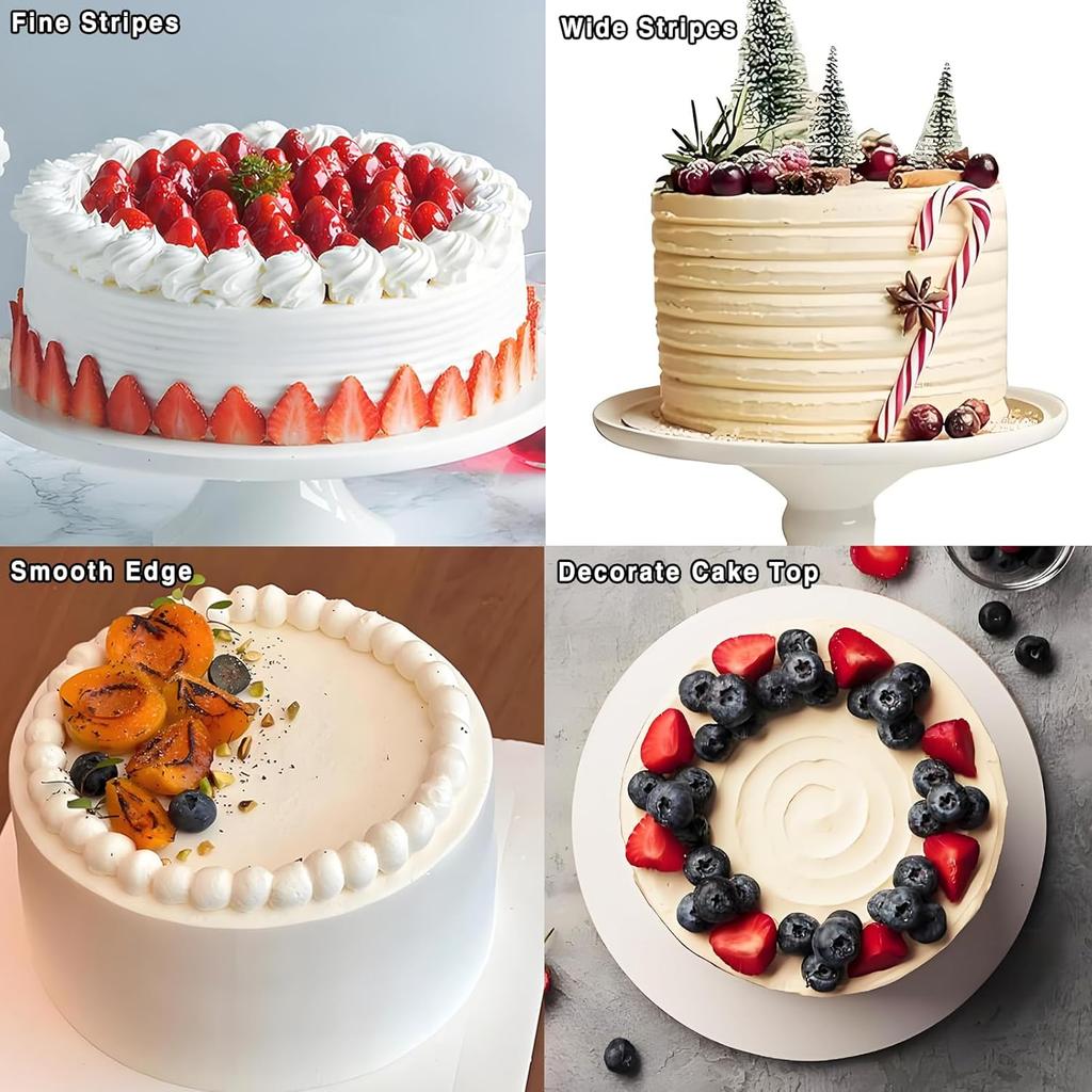 4 Pcs Cake Scraper Set Acrylic Cake Decorating Supplies Large Transparent Cake Smoother for Icing Perfect for Butter Cream Frosting with 7 Different