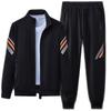 Men's Versatile Spring & Autumn Jogger Set - Cardigan Jacket & Striped Pants