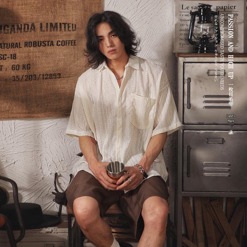 Men's Ethnic Style Japanese Retro Short-Sleeve Loose Shirt