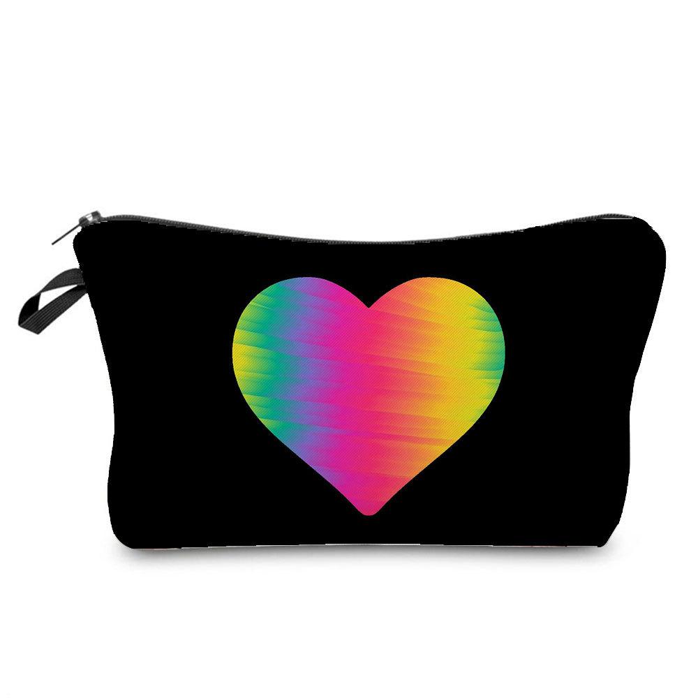 Women Heart Print Cosmetic Bag Toiletries Organize Travel Storage Case  6424