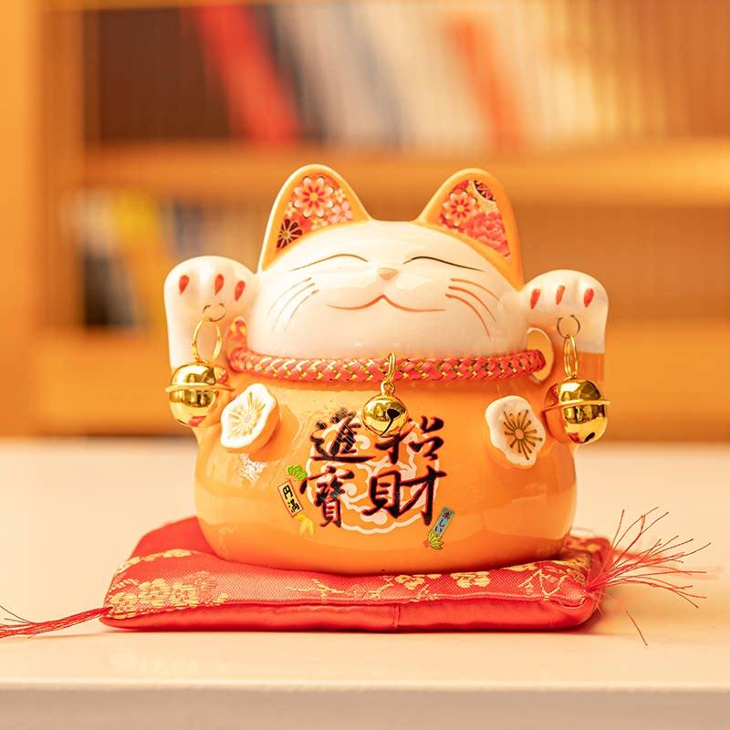Ornamento gatto della fortuna ceramica giapponese regali creativi salvadanaio pagina checkout apertura negozio decorazione casa soggiorno