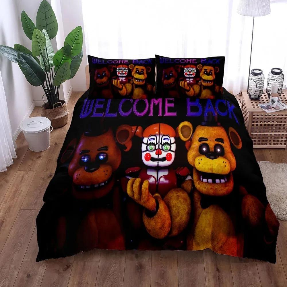 Cartoon Freddy Bedding Set Duvet Cover Pillowcase Bedroom Decor for Boys and Girls Birthday Gift Available In Single Double and