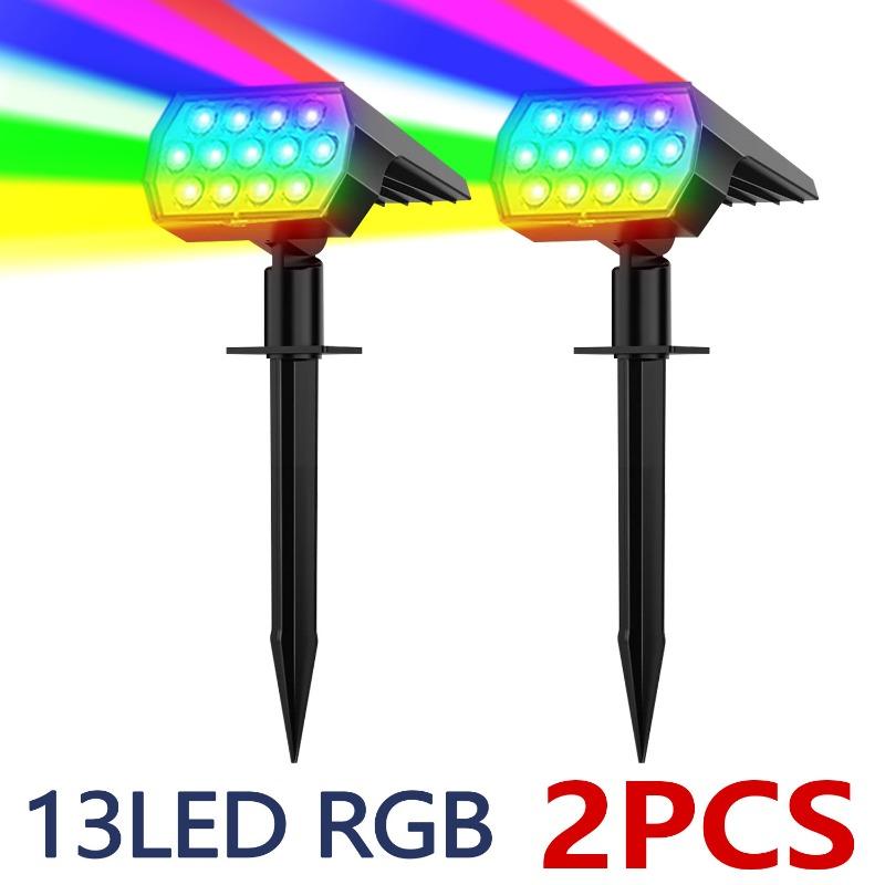 Solar Spot Lights Outdoor Color Changing 7 Modes Christmas IP65 Waterproof Landscape Spotlights Dusk To Dawn For Patio Garden