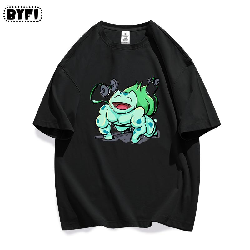 Summer Fashion Pokémon Creative Pokémon Short Sleeve T-Shirt for Men and Women, Children s Parent-Child Outfit 100