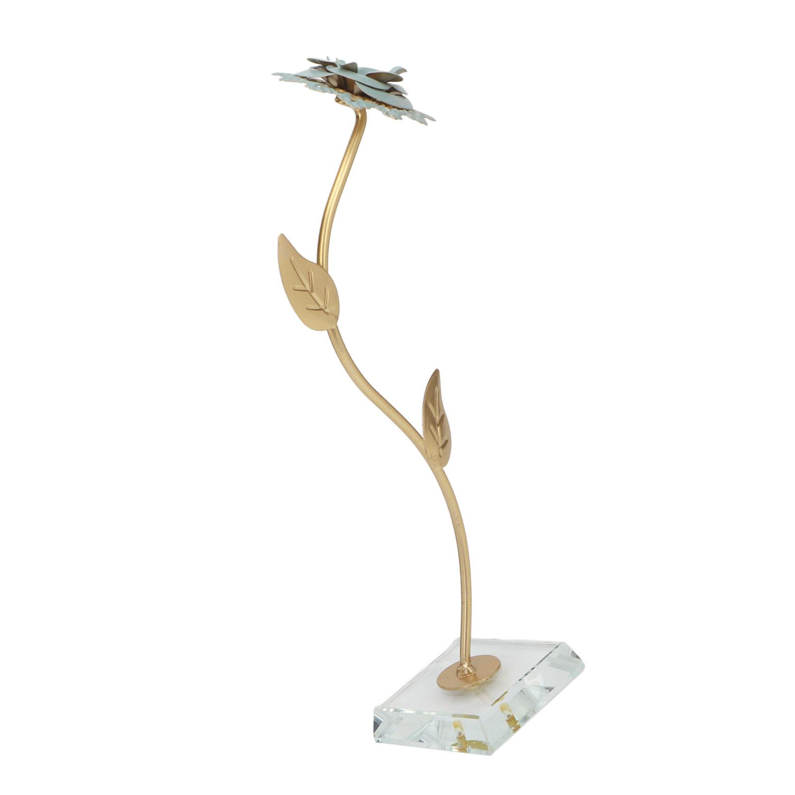 

Flower Tabletop Ornament 16x6x6cm Iron Glass Attractive Decorative Metal Flower Statue for Dining
