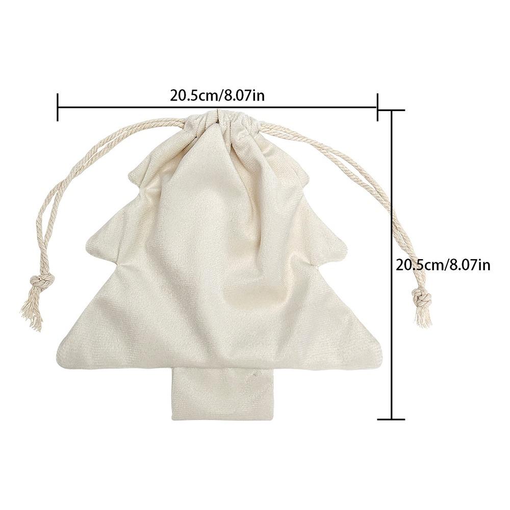 Drawstring Christmas Tree Gift Bags Red Green White Bell Ornament Christmas Drawstring Bag Hanging Decoration Pom Pom Decoration