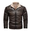 Men's Multi-Pocket Plush Thickened PU Leather Jacket Vintage Business Casual Jacket