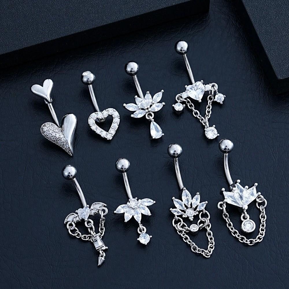 Elegant Crystal Ball Belly Button Rings Copper Shiny Body Jewelry New Gem Navel Piercing Men