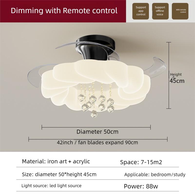

New Style Modern Minimalist Luxury Cream Style High-End Dining Room Bedroom And Study Pendant Lights With Concealed Electric Fan 220V&Stepless adjusted