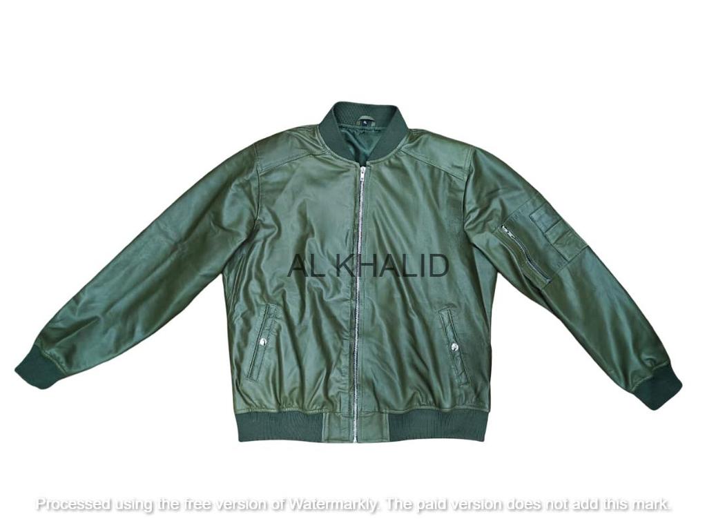Olive Green Men's Genuine Leather Jacket Soft Lambskin Bomber Biker Casual Wear