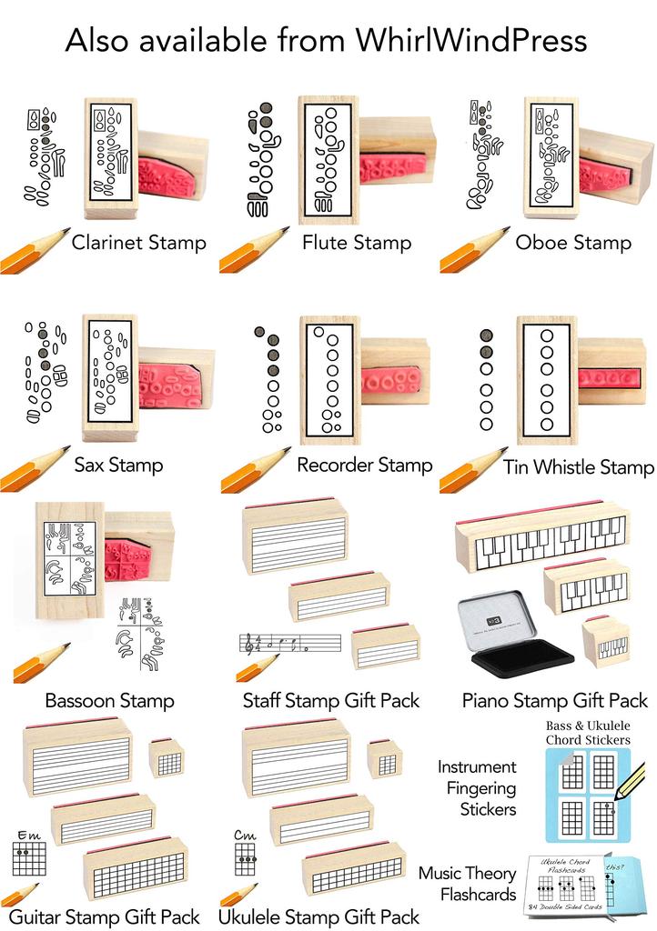 Gift set of 3 types of staff notation, with stamp pad