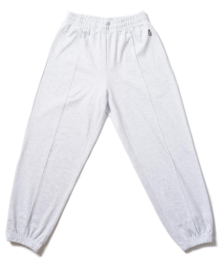 GAKKAI UNIONS Pintuck Wide Sweat Jogger Pants White Melange