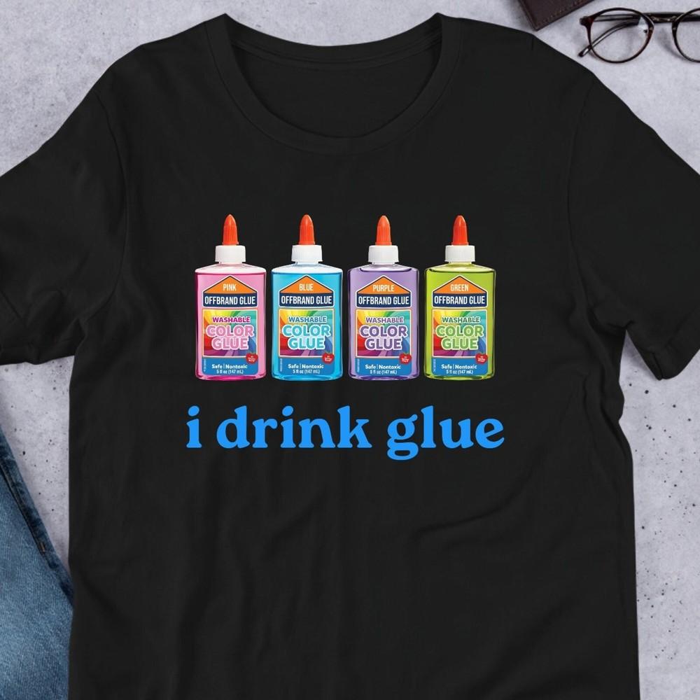 I Drink Glue Meme, Funny Meme Shirt, Ironic Shirt, Weirdcore Clothing, Shirt Jok Unisex T-Shirt XL