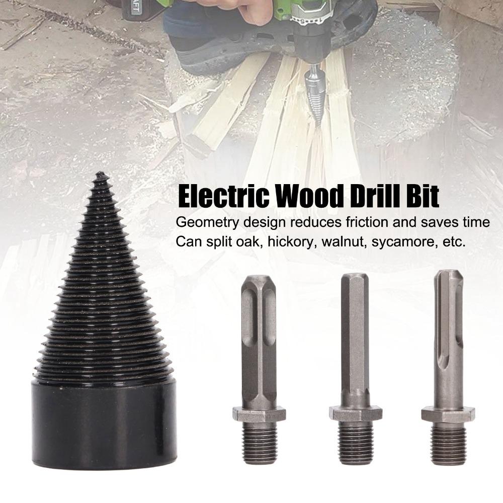 4pcs Hex Shank Log Splitter Bit 3Pcs Removable Shanks Firewood Drill Bit Family Heating