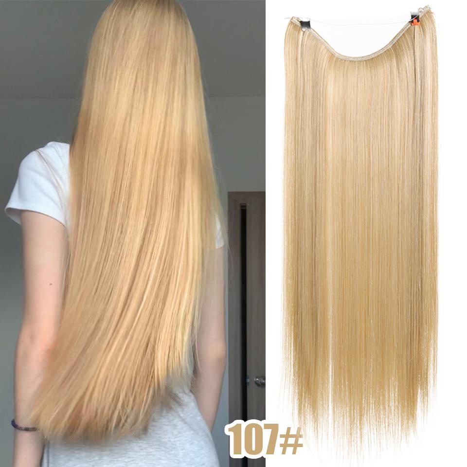 One-piece Straight Hair Extension Synthetic Wig Female Elastic Fishing Line Style Natural Seamless Smooth Hair Extension Wig