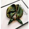 Sunset Retro Brown Banana Jungle Silk Scarf - Thin Mulberry Silk Small Square for Casual Neckwear.
