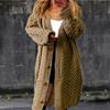 Women Stylish Autumn Winter Mid Length Relaxed Fit Cardigan Sweater Jacket Buttons Closure Streetwear Clothes