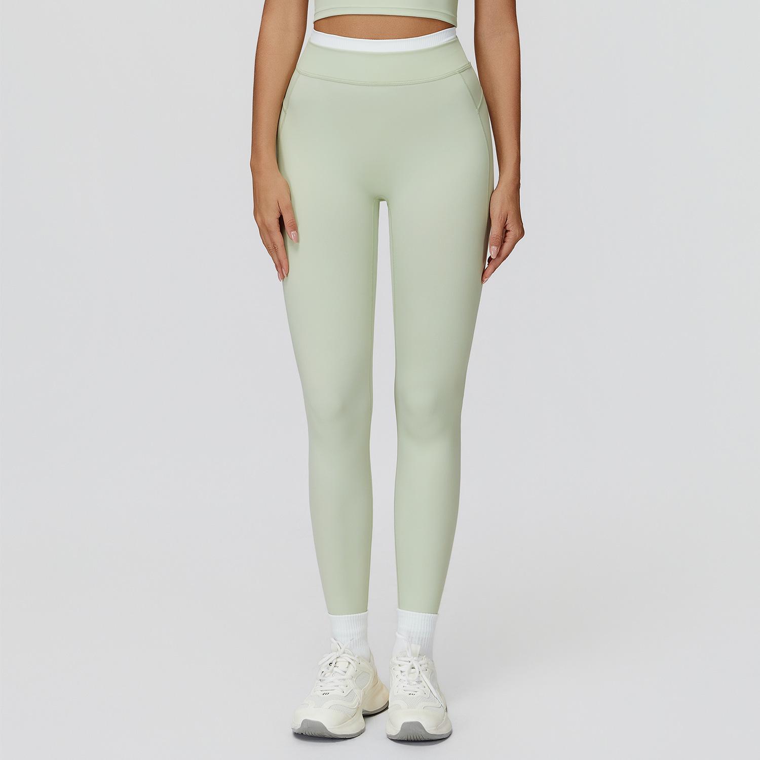 

Women s Color Block Ribbed High Waist Yoga Pants - Nude Feel, Long, for Running & Fitness Small