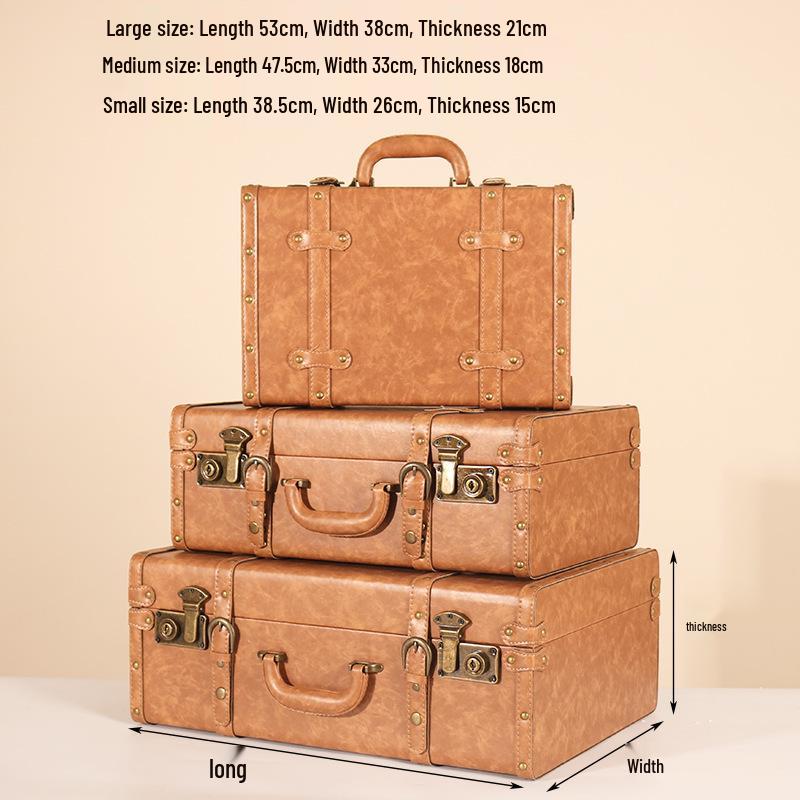 Europäische Vintage Holzkofferbox - Retro Lederkiste zur Aufbewahrung von Kleidung & Requisiten für Reisefotografie