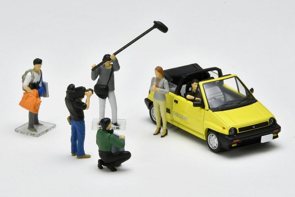 TOMYTEC GeoColle 64 TV Crew 2 ABS Figures Accessories Partially Miniature Car Set 1/64 #CarSnap11b Resin/PVC & (Painted, Assembled) + Die-cast