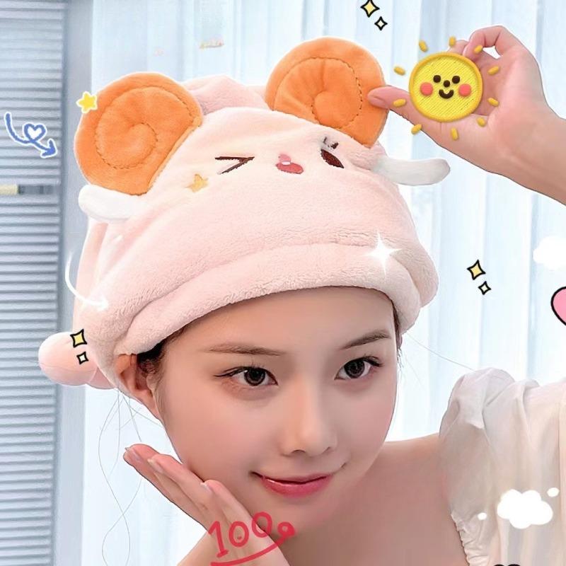 Cartoon Shepherd Star Dry Hair Cap Micron Yarn Princess Cap Coral Fleece Absorbent Dry Hair Towel