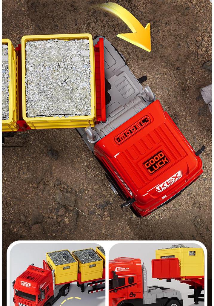 Large Alloy Cargo Transport Simulation Trailer Toy Truck for Kids