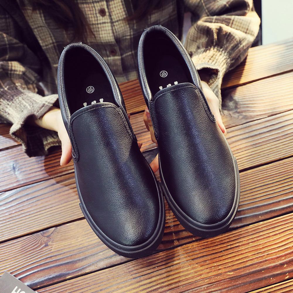 Schwarze wasserdichte Freizeitschuhe aus Mikrofaser für Herren und Damen mit flacher Sohle und weicher Sohle, verschleißfeste, rutschfeste Turnschuhe für Herren_voghion.com