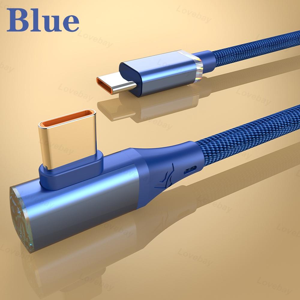 120W USB Type C Cable Super Fast Charging 180° USB C To C USB Cable Quick Charge For Iphone 15 Huawei Samsung Game Data Cable 2M