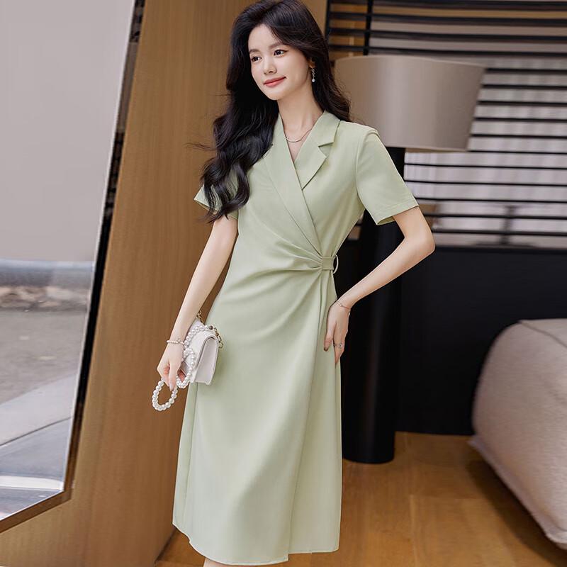 Elegant Women's Short-Sleeve A-Line Blazer Dress