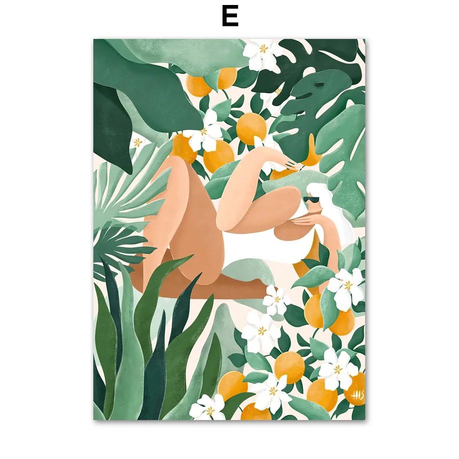 Scandinavian Style Boho Abstract Wall Art Prints, Abstract Poster, Coral Leaves Flower Gallery, Aesthetic Room Decor, Modern Fas