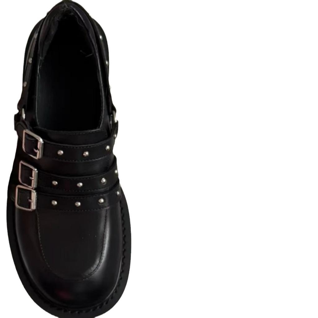 Retro rivets Shoes Women 2025 Quality Women's Pumps Hot Sale Loafers Buckle Platform Shoes Trend Versatile Pumps Zapatos