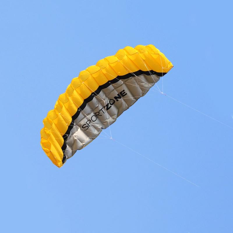 Stunning 2.5m Dual Line Parafoil Parachute Yellow Kite Perfect For Beach Adventures