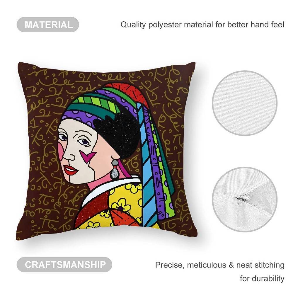 Romero B-Britto Art Pillow Case 3D Print Polyester Fiber 40*40cm Home Sofa Throw Decoration Festival Gift