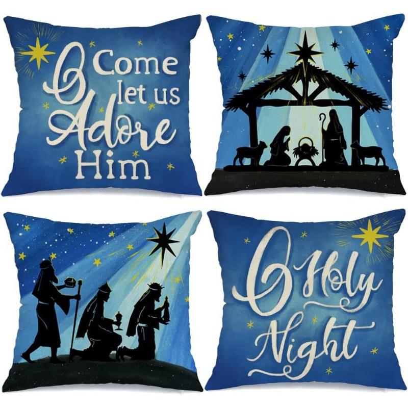 New Christmas Pillow Cover Linen Printed American Sofa Pillow Cover Pillow Cover