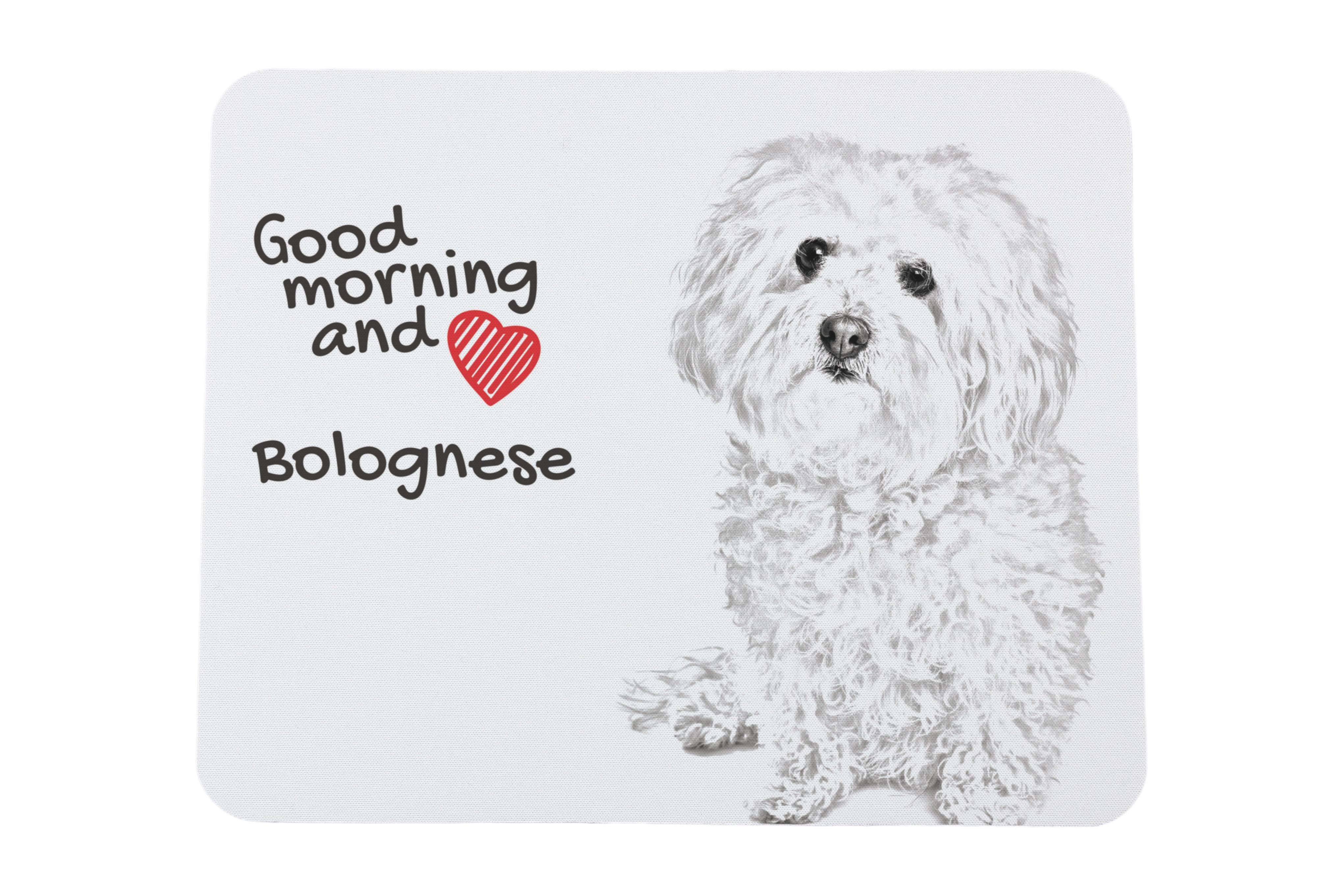 

Bichon Bolognese, Bolo, Botoli, Bottolo - mouse pad with print, personalized dog-themed mouse pad, unique gadget for an office worker by Art-Dog brand білий